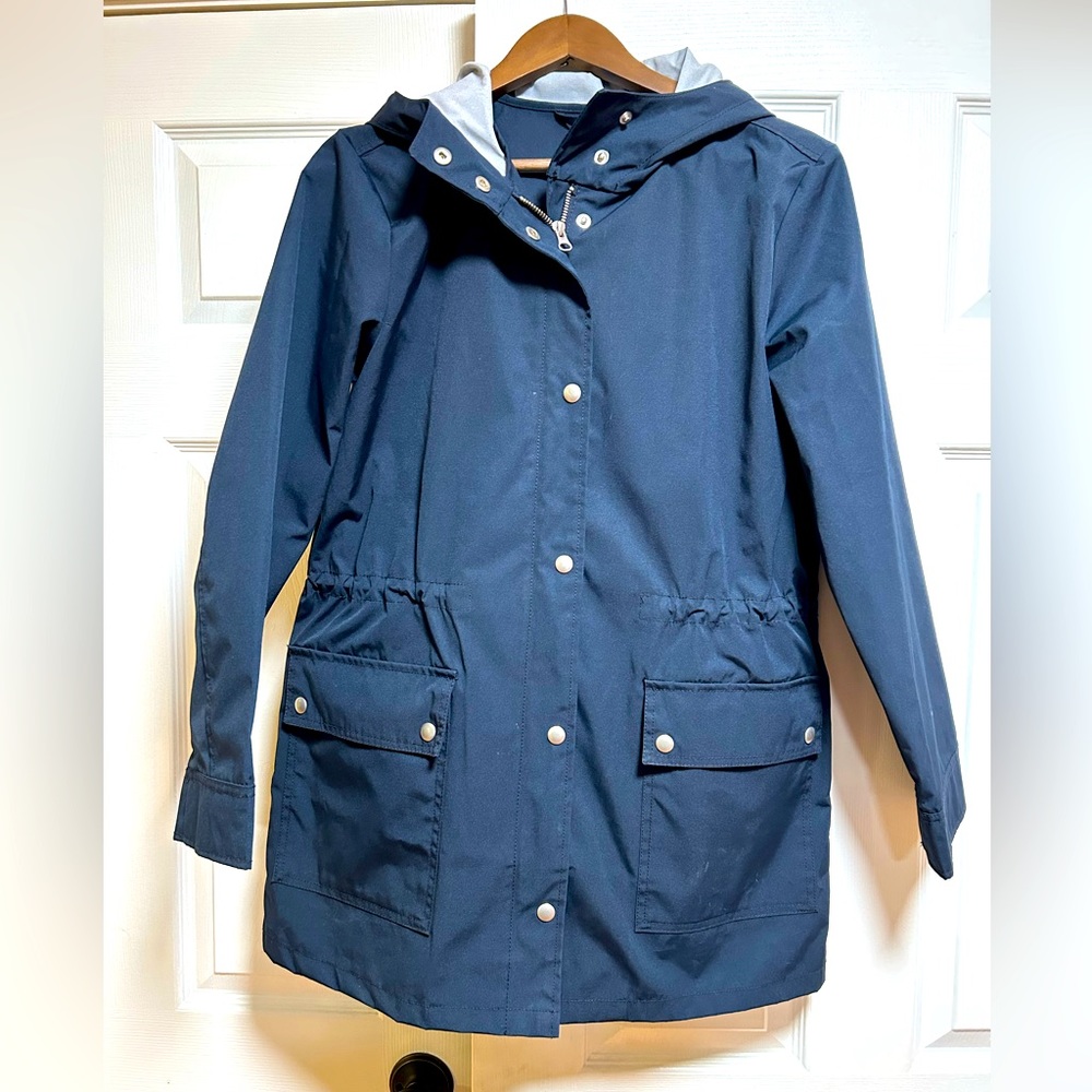 J Crew Navy Raincoat Size M